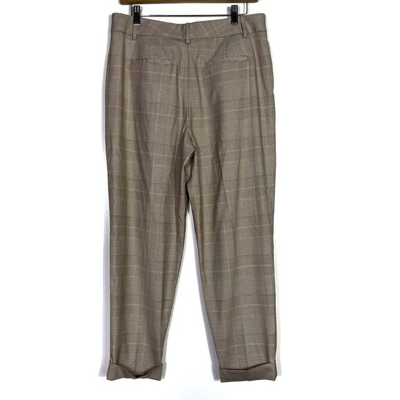 Banana Republic Tan Plaid Tapered Cuffed Trousers 10 NWT - Picture 5 of 11